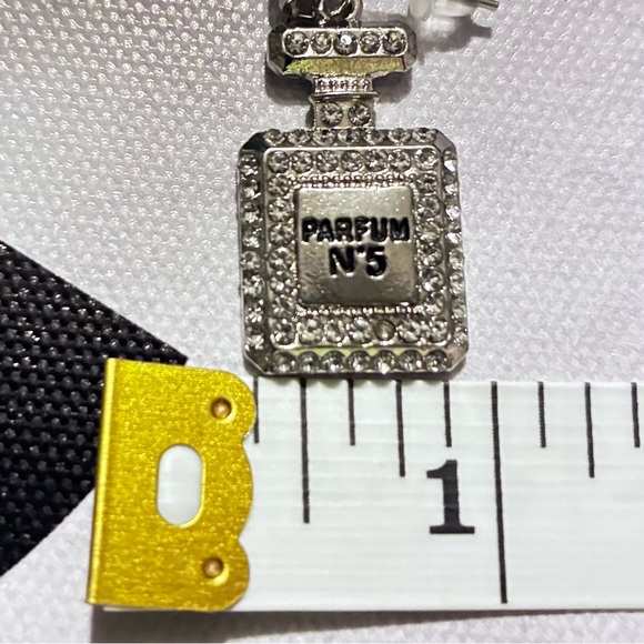 Elegant Silver Perfume Bottle Earrings - Picture 4 of 6